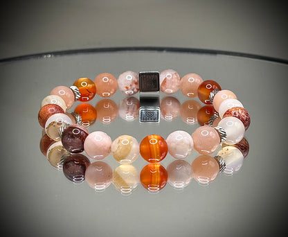 Гривна HOA „Втора Чакра“ от естествени камъни, ръчно изработена. Карнеол, слънчев камък и леопардов яспис в топла композиция за съзидание и енергия.