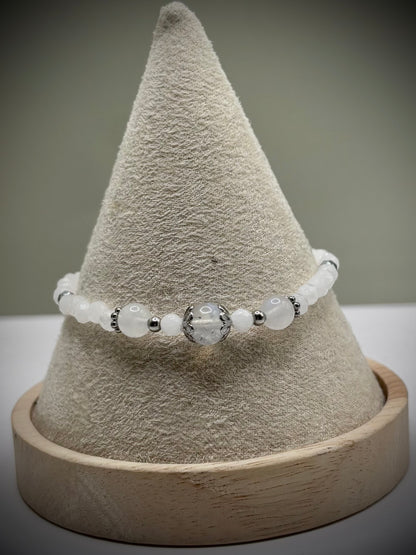 HOA Лунен камък: Небесен Ореол - дамска гривна с фасетиран Лунен камък