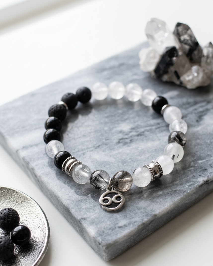 “Monochrome Cancer” - мъжка гривна зодия Рак